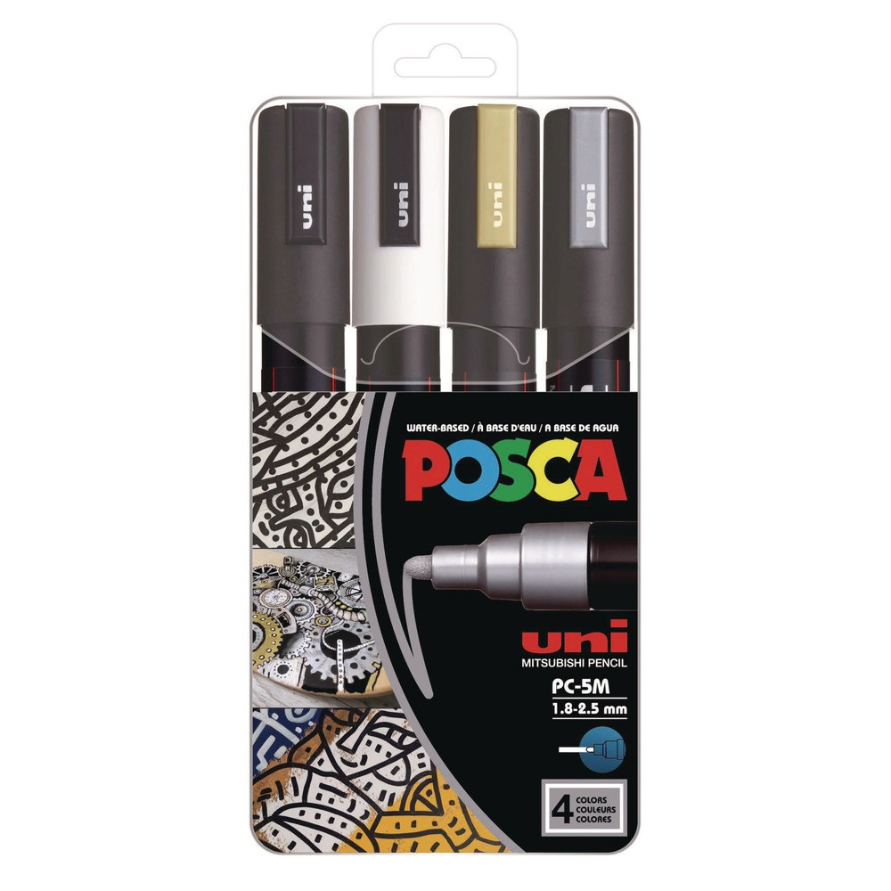 uni-ball PC5M4C Medium Bullet Tip Water-Based Paint Marker - Assorted (4/ST) New
