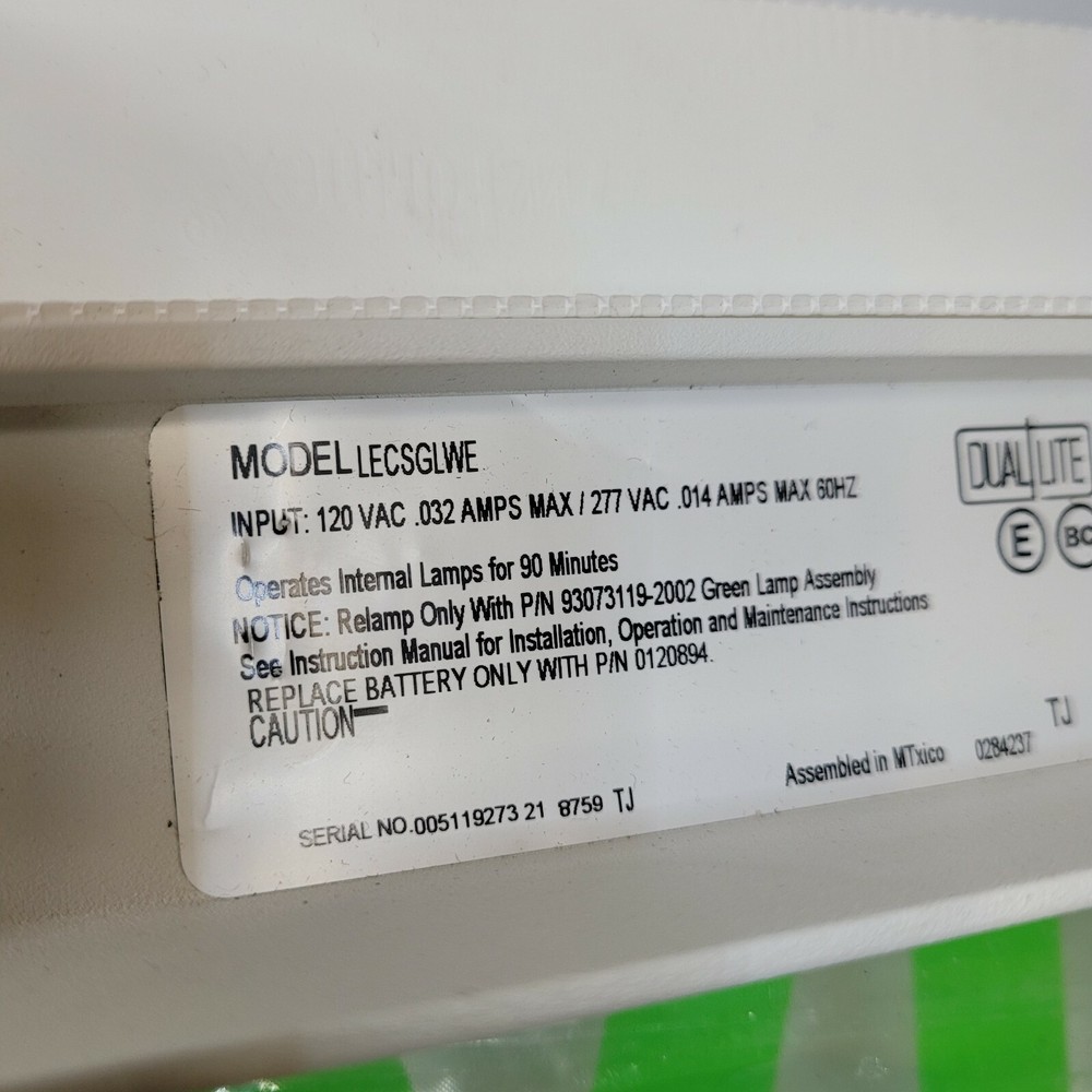 LECSGLWE Recessed Edge-lit LED Exit Sign SEE DESCRIPTION