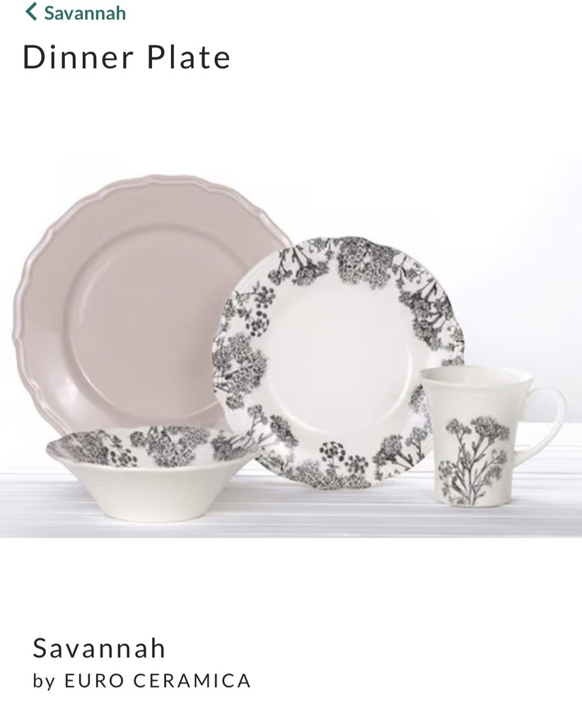 Savannah Collection 20 Piece Scalloped Edge full Dinnerware set special edition