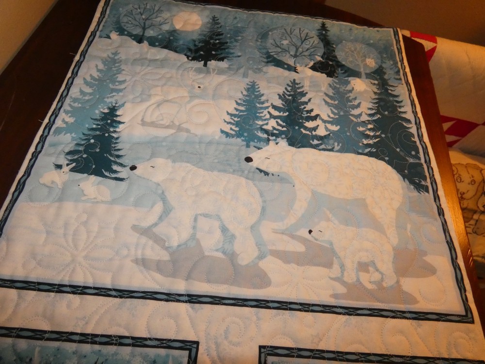 Polar Bear & Deer Handmade Quilt Panel Wall Hanging