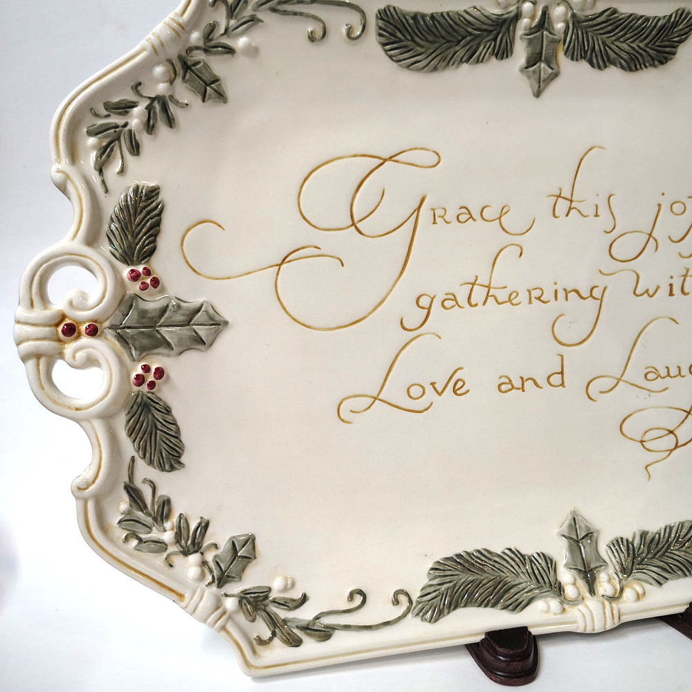 Special Occasion Ceramic Holiday Notes Serving Platter Tray