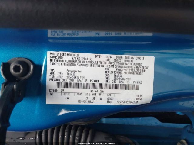 LEFT REAR DOOR WINDOW REGULATOR OEM 2013 FORD FOCUS