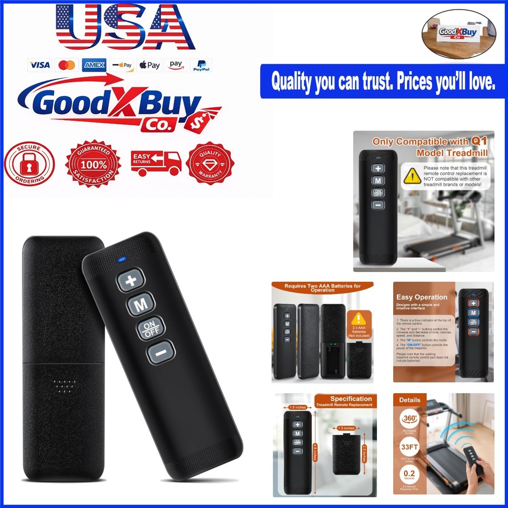 Replacement Treadmill Remote for Q1 Model - Easy Control, Battery Not Include...