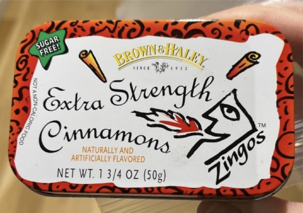 Brown Haley Tin Cinnamons Zingos empty