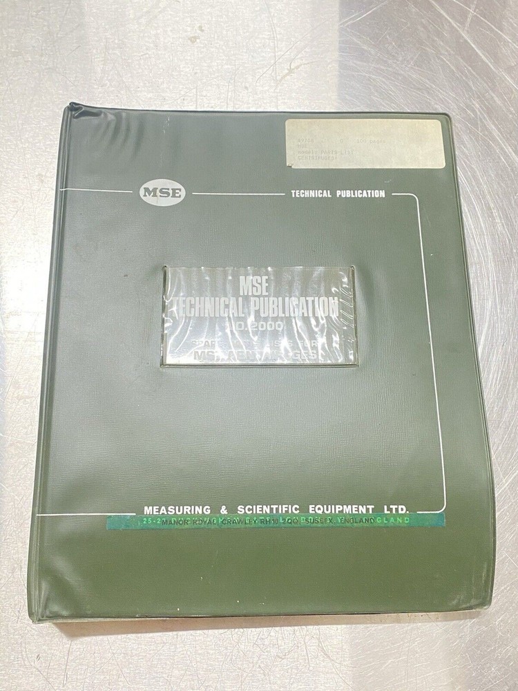 MSE Part List Centrifuges -Users Guide /Service Manual / Book