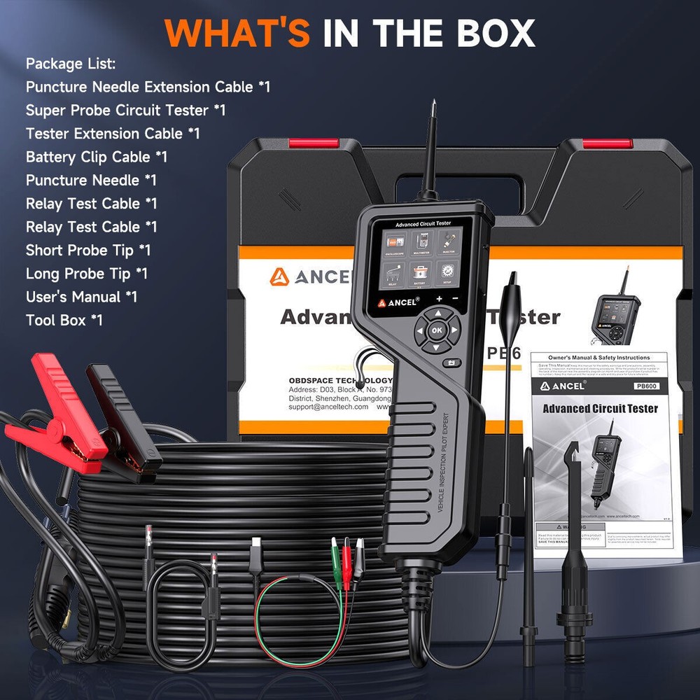 Ancel PB600 Power Circuit Probe Tester Resistance Diode Tset Continuity Testing
