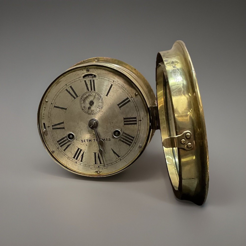 Vintage Seth Thomas Ships Clock With Scratched Face Runs Great