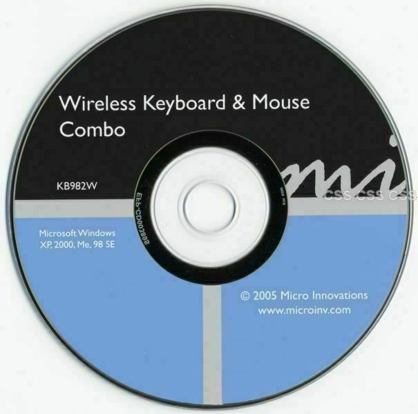 Micro Innovations Wireless Keyboard & Mouse Combo KB982W Drivers CD for Windows