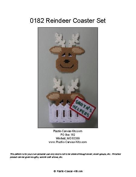 Reindeer Coaset Set-Christmas-Plastic Canvas Pattern or Kit