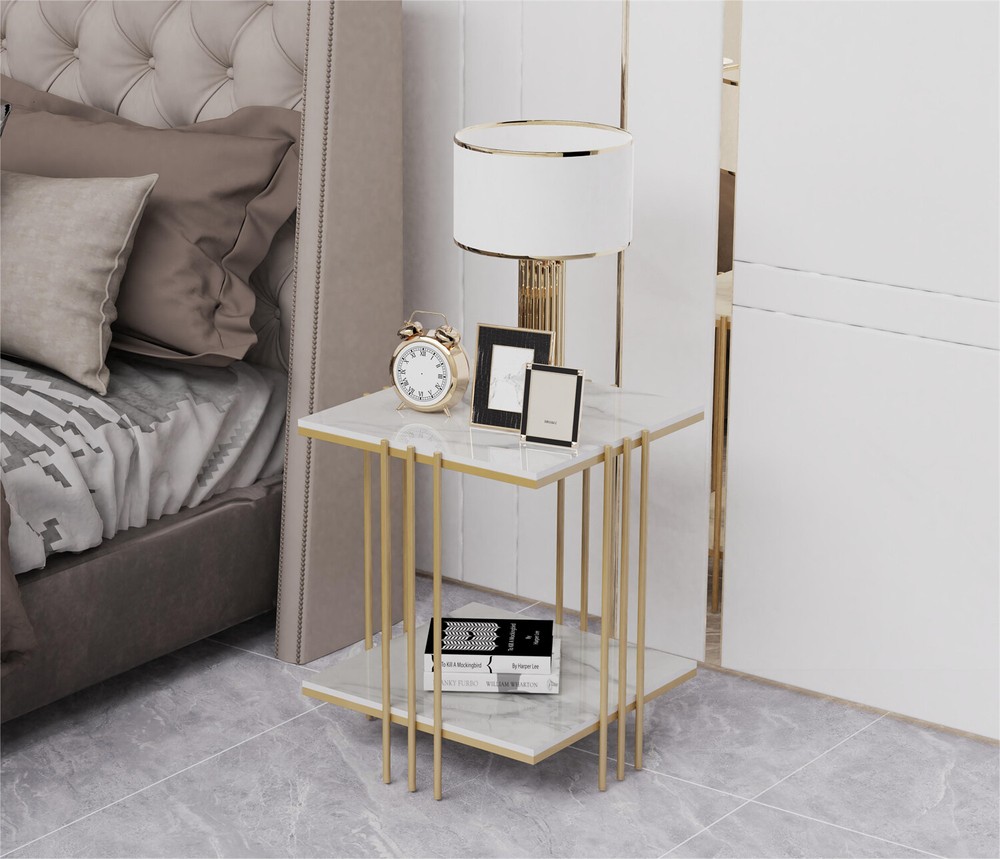 Upscale Real Marble Square/Round Tea Table Metal Frame Coffee Sofa Display Table