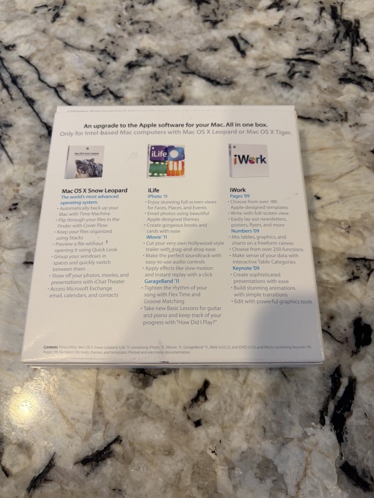 Apple Mac Box Set Mac OS Snow Leopard, IWork, ILife