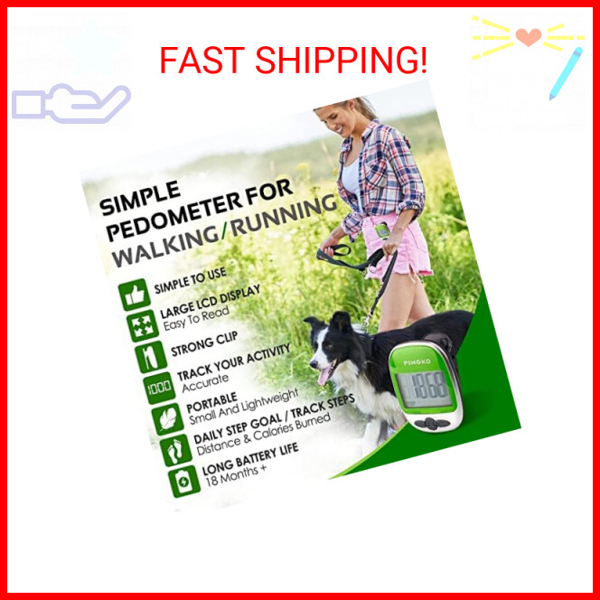 PINGKO Best Pedometer for Walking Accurately Track Steps Multi-Function Portable