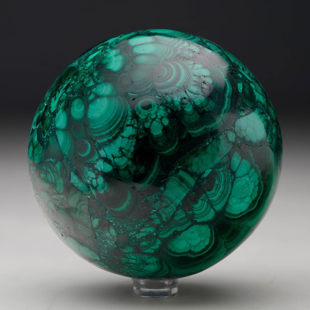 Hand-Polished Solid 3.5" Diameter Malachite Sphere // Ver. III