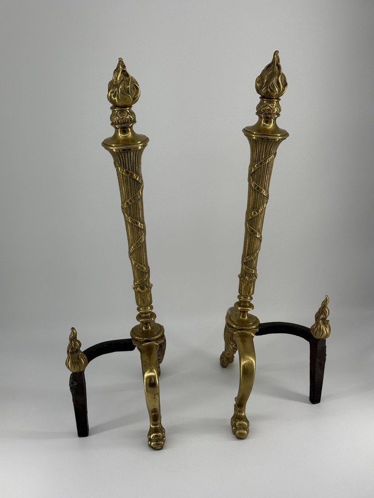 Vintage Flame Torch Andiron Set