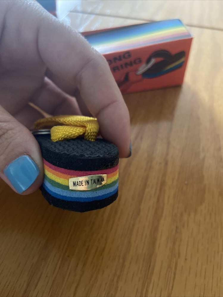 Rainbow Thick Chunky Flip Flop Shoe Keychain