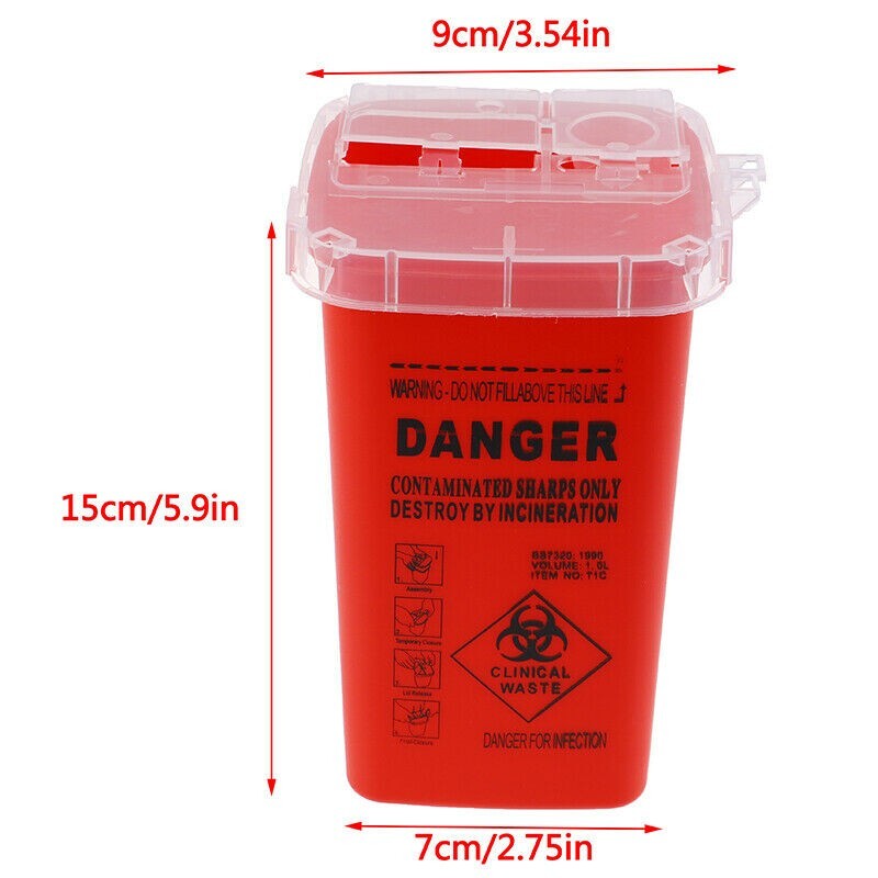 Red Tattoo Sharps Container 1L