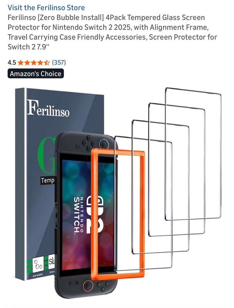 Ferinliso Tempered Glass Nintendo Switch 2