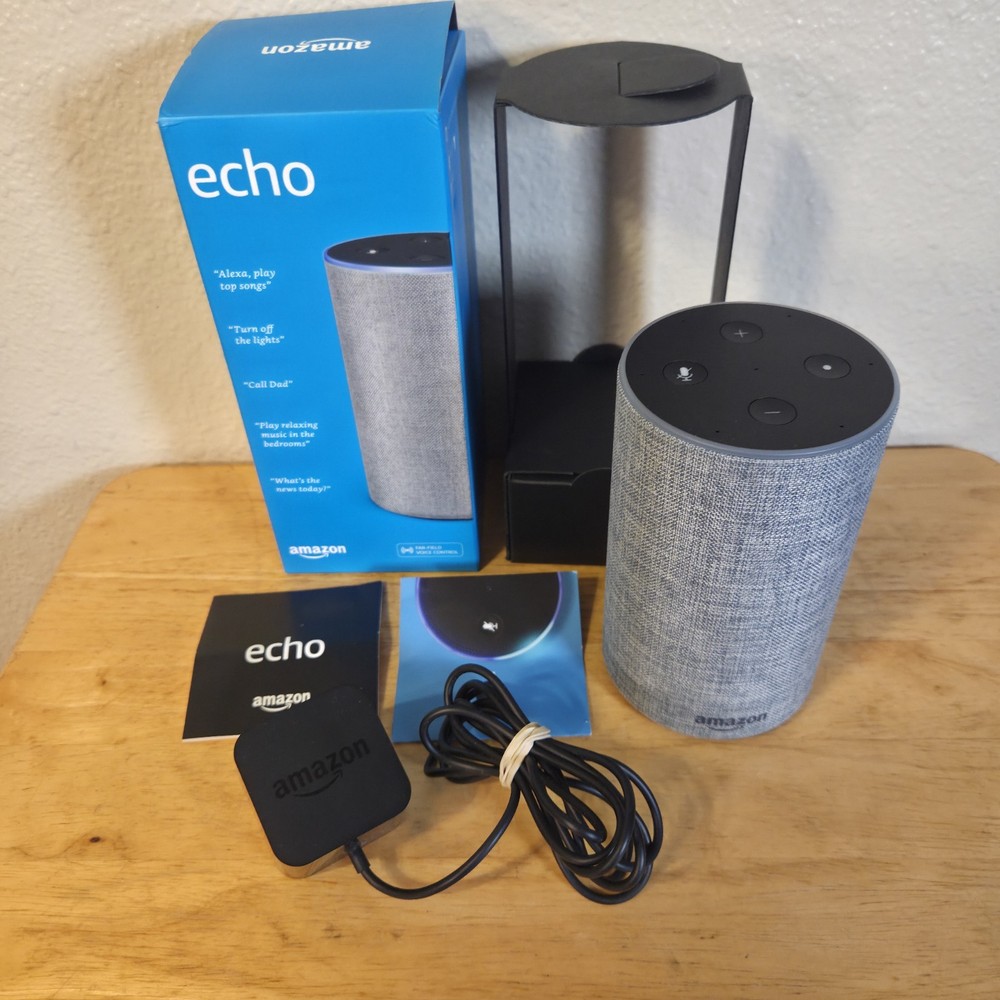 Amazon Echo (2nd Generation) Smart Speaker with Alexa - Heather Gray Fabric