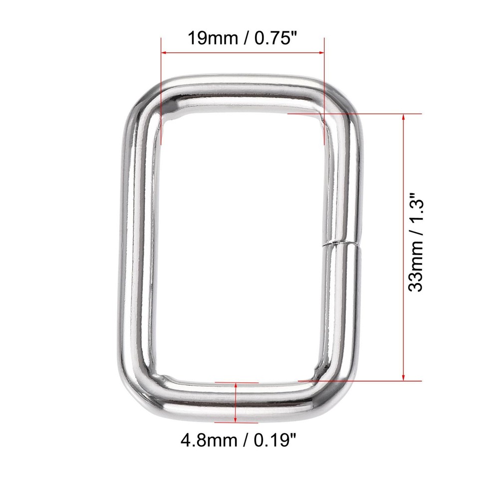 Metal Rectangle Ring Buckles 33x19mm Silver Tone 10pcs