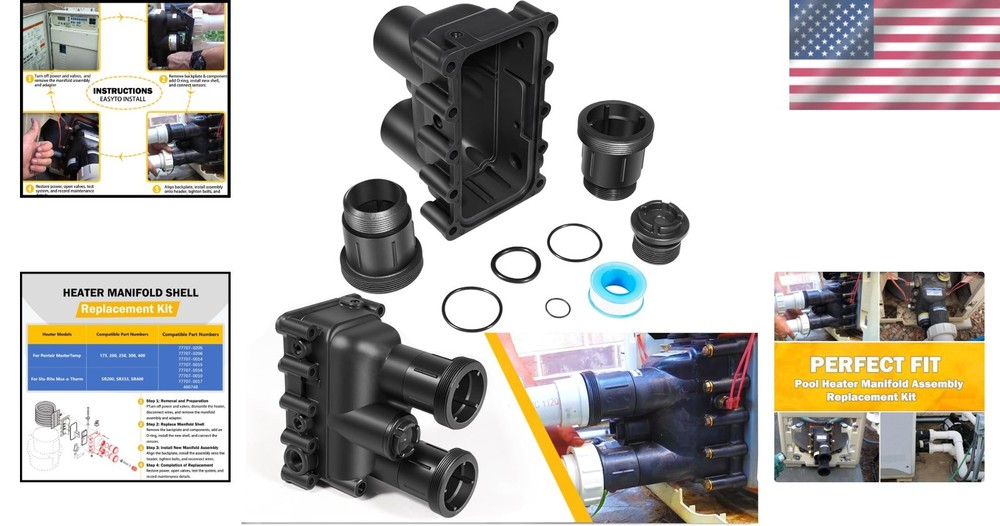 Pool Heater Manifold Assembly Replacement Kit for Pentair MasterTemp 175-400 ...