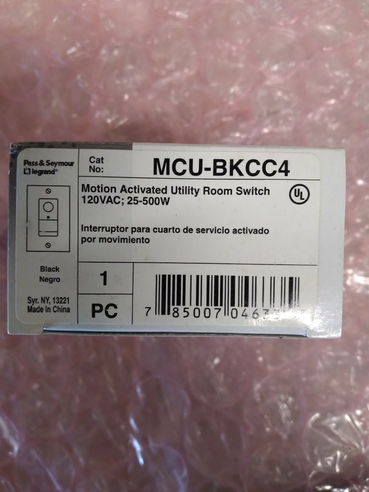 PASS & SEYMOUR MCU-BKCC4 MOTION ACTIVATED SWITCH