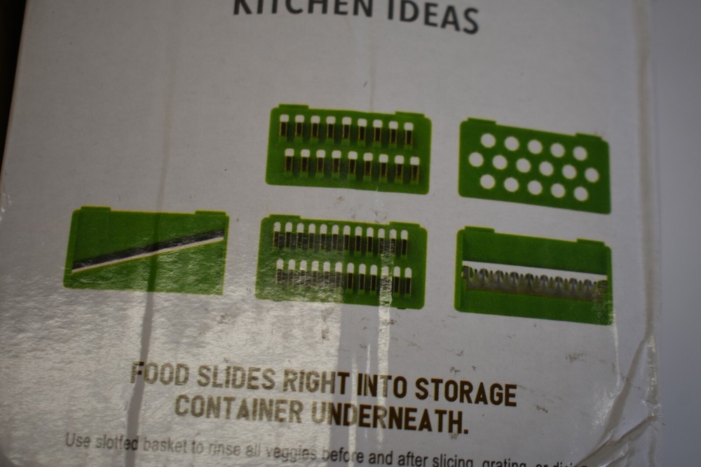 Kitchen Ideas 14 in 1 Vegetable Slicer Grey & Green Multi Functional Lid