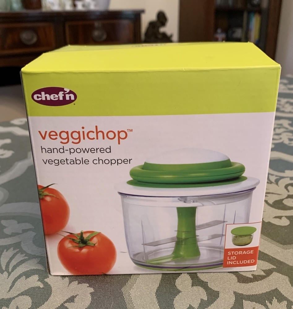 Chef'n VeggiChop Hand-Powered Pull Function Vegetable Chopper Green Storage Lid