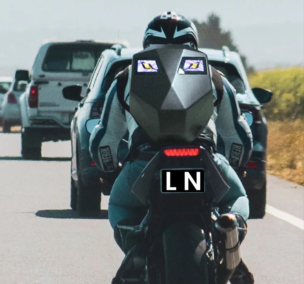 Iron Man Backpack Motorcycle Helmet Bag Waterproof LED Digital Light Hard Shell