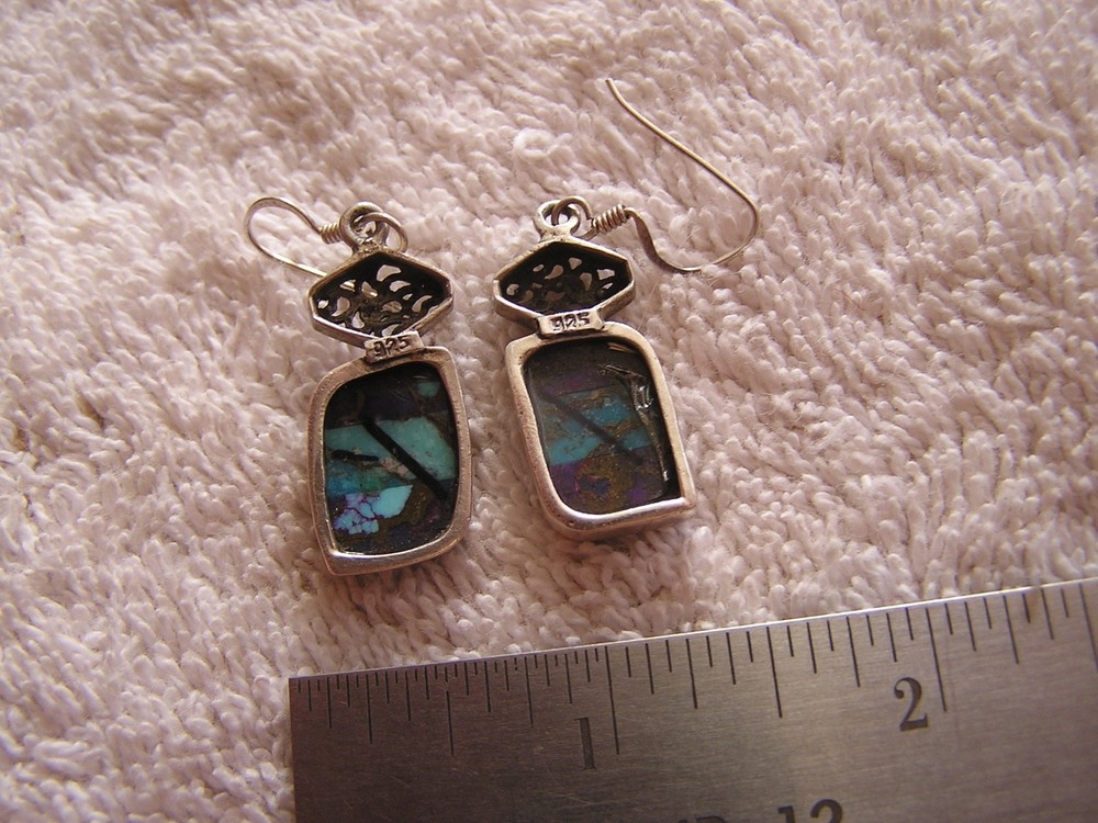 Vintage Silver Inlay Earrings .925