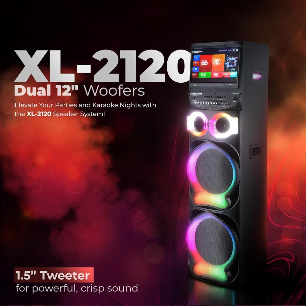 Professional Karaoke Machine BT Speaker w/ Lyrics Display Screen & Wireless Mic