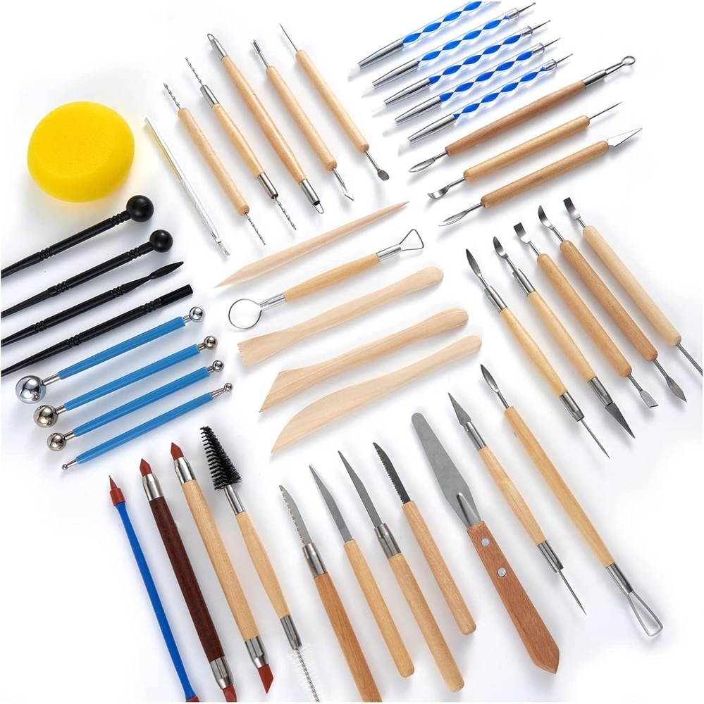 44-Piece Pottery Tools Set with Carrying Case