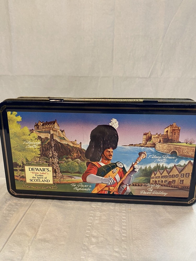Vintage Dewar's White Label Hinged Tin