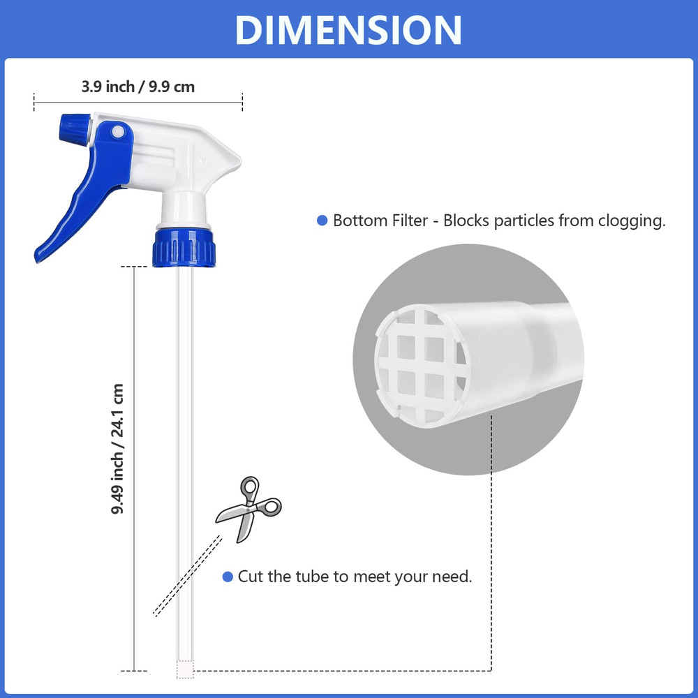 6 Pack Universal Spray Bottle Replacement Nozzle, Mist & Stream Trigger Sprayer