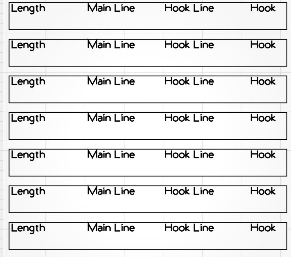 66 PRINTED VINYL LABEL - POLE FLOAT - RIG - WINDER - WATERPROOF HOOK - SELECTION