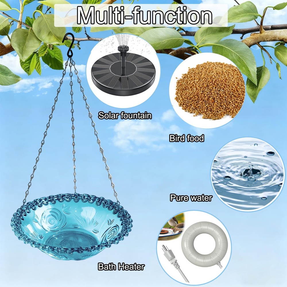 4 Pack Hanging Bird Baths Bowl Outdoor Feeder 15.7 Inch 4Pack Mixed