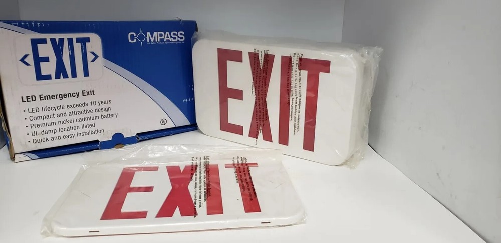 Compass CER LED Emergency Exit Sign, Red/White, 120/277 VAC