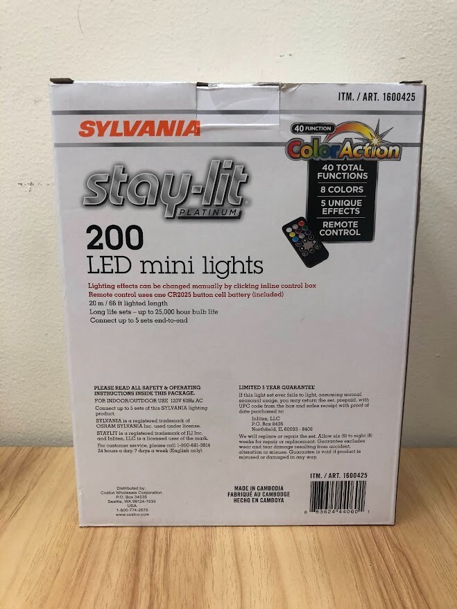 Sylvania 200 LED Mini 8 Colors 40 Functions Christmas Light String With Remote