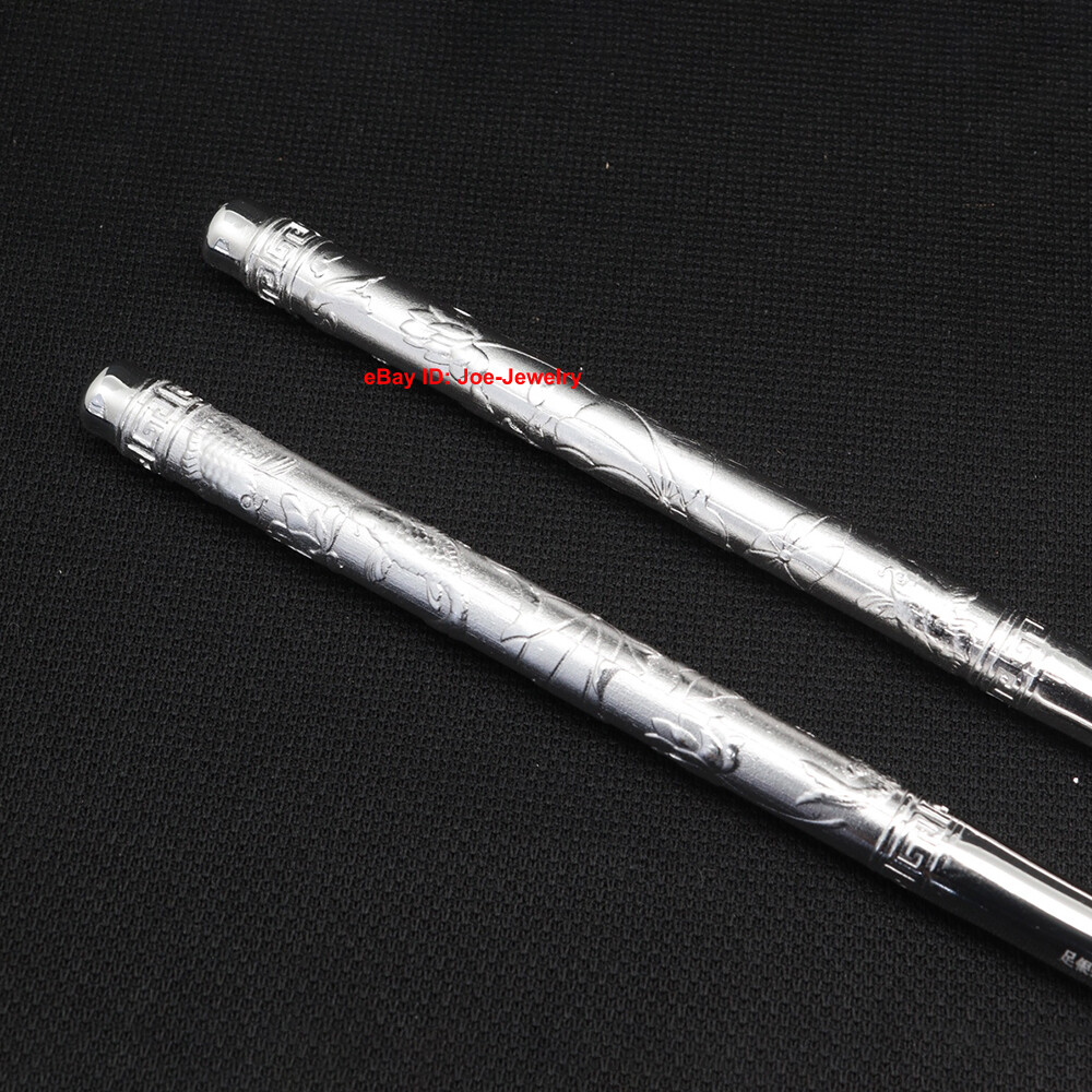 Real 999 Fine Silver Chopsticks Silver Healthy Tableware Lotus Leaf Handle