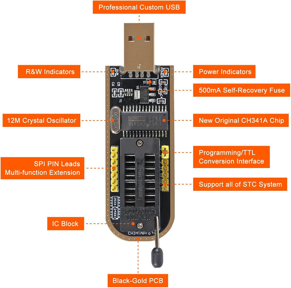 SOIC8 SOP8 Flash Chip IC Test Clips Socket Adpter Programmer BIOS + CH341A 24 25