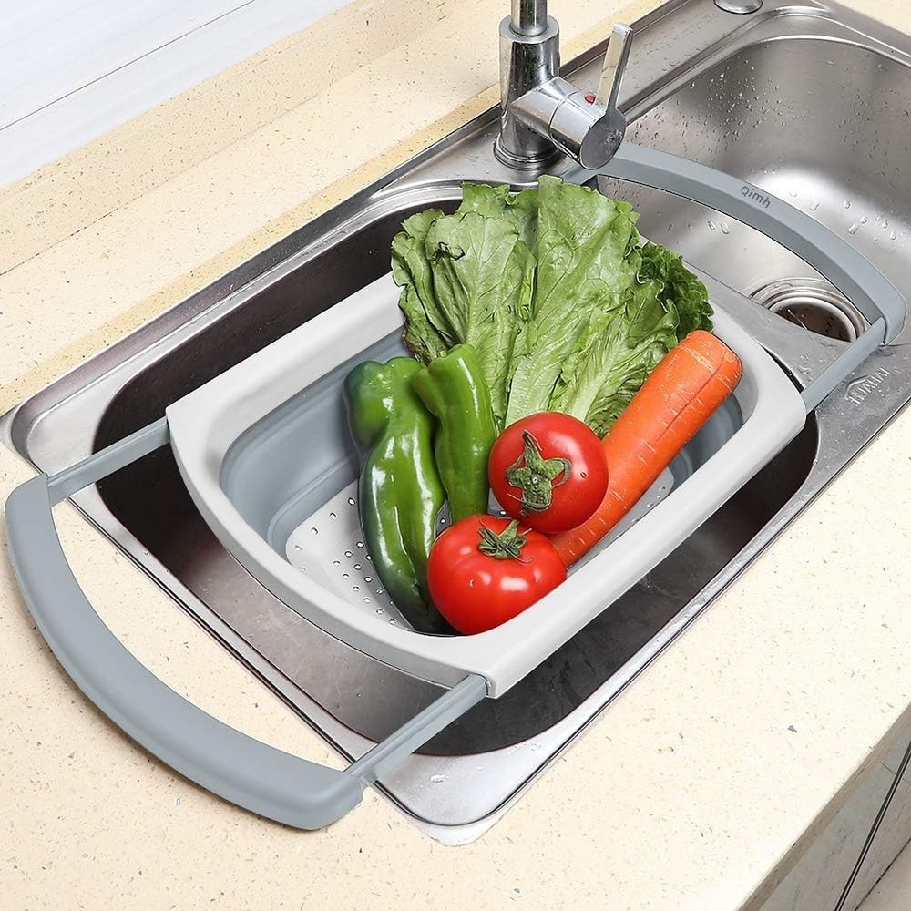 Collapsible Colander Over The Sink Silicone Kitchen Strainers & Colanders