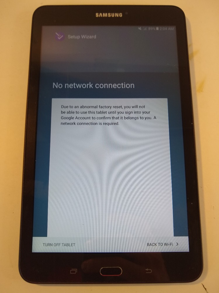 *Google Activation Error Samsung Verizon Tab E 8.0 Android SM-T377V