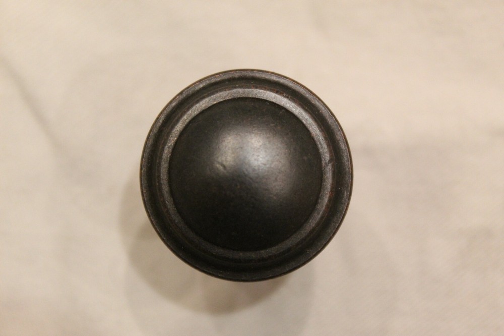 One Vintage Heavy Round Solid Brass or Bronze Cabinet Drawer Pull J-7