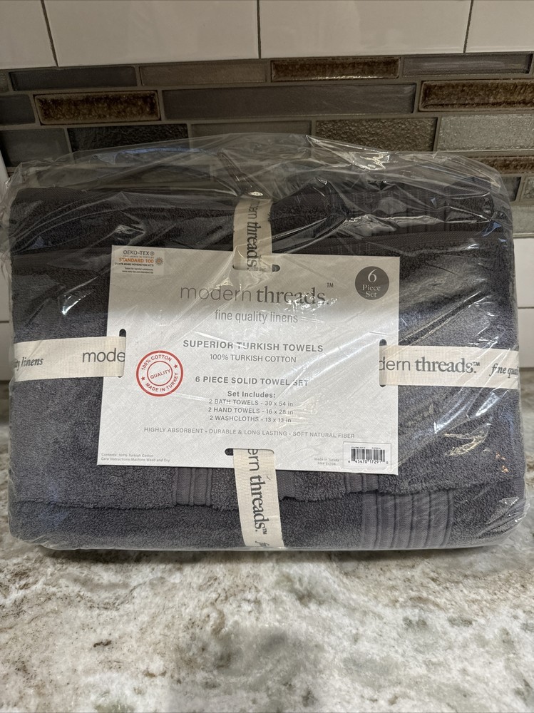 Modern Threads 6-Piece Ultra Soft 100% Turkish Standard, Gray