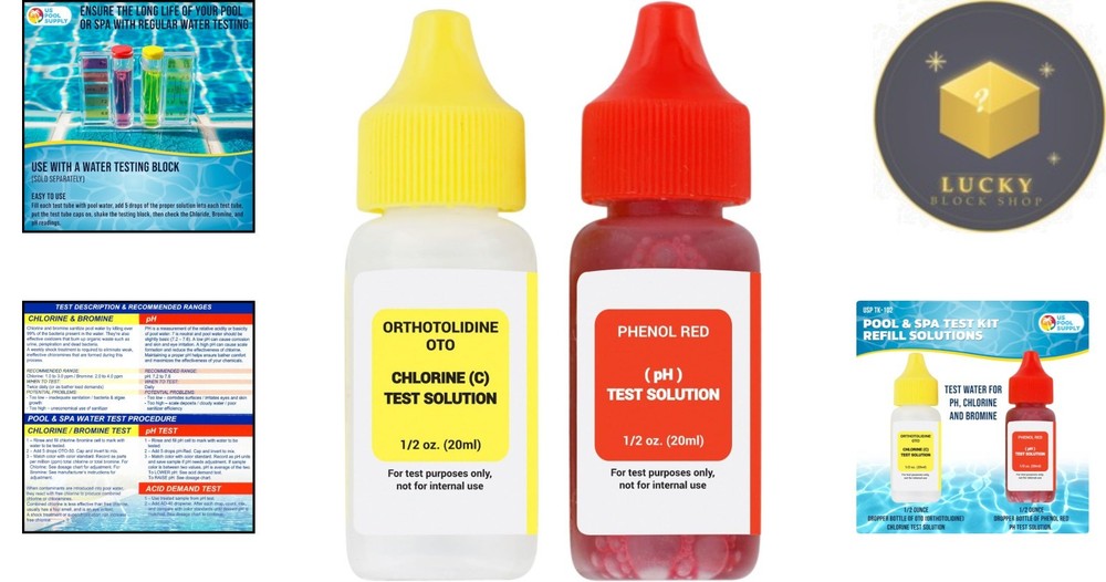 2-Bottle Chlorine and pH Refill Solutions for Effortless Pool & Spa Testing