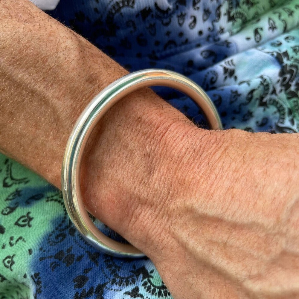 MASSIVE HEAVY 6mm Thick Chunky Solid Sterling Silver Round Bangle Bracelet Plain