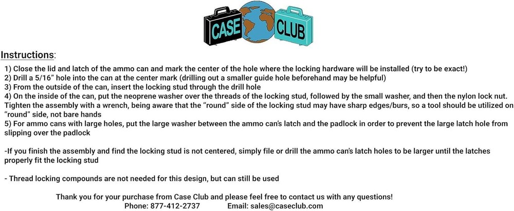 Locking Hardware Kit for Ammo Cans Steel