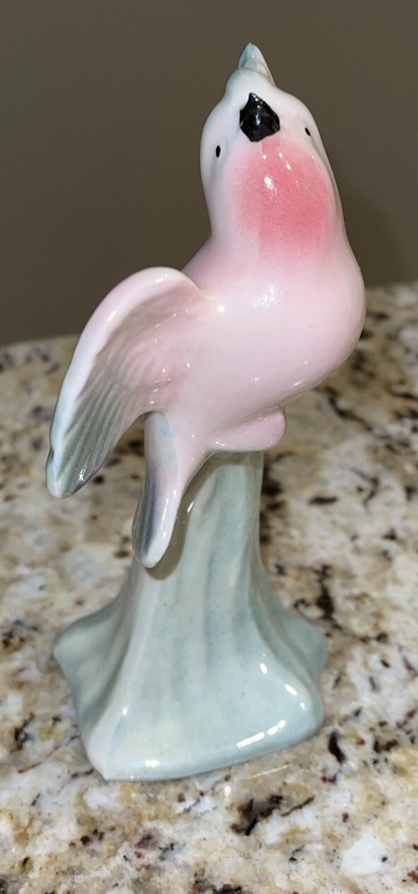 Vintage Parrot Figurine Glazed Ceramic 6” tall