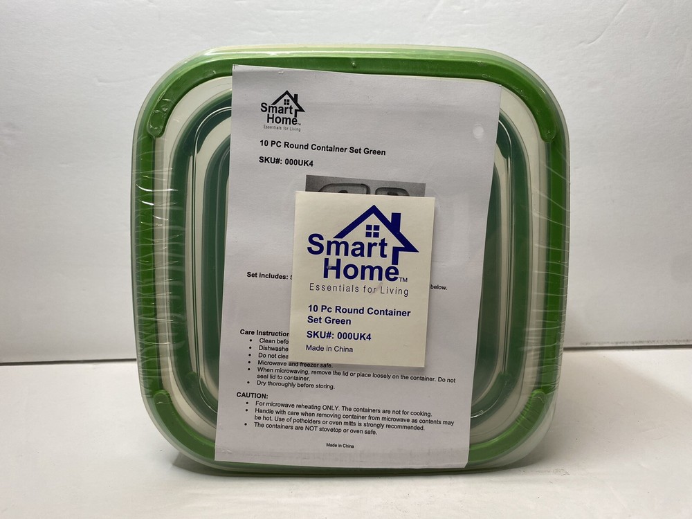 Smart Home 10 Piece Round Container Set • Green