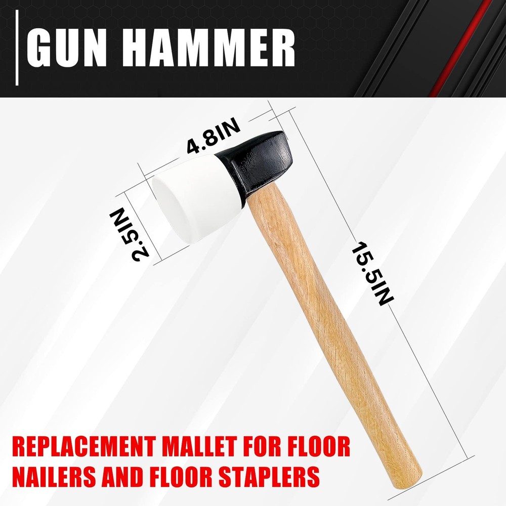 White Rubber Flooring Mallet with Replaceable Head,Non-Marring Head, Wood Han...