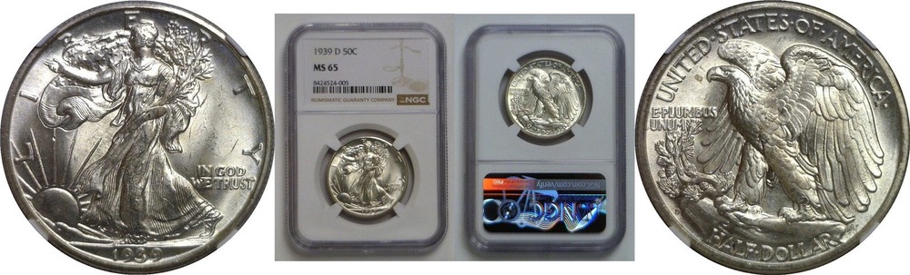 1939-D Walking Liberty Half Dollar   NGC MS-65